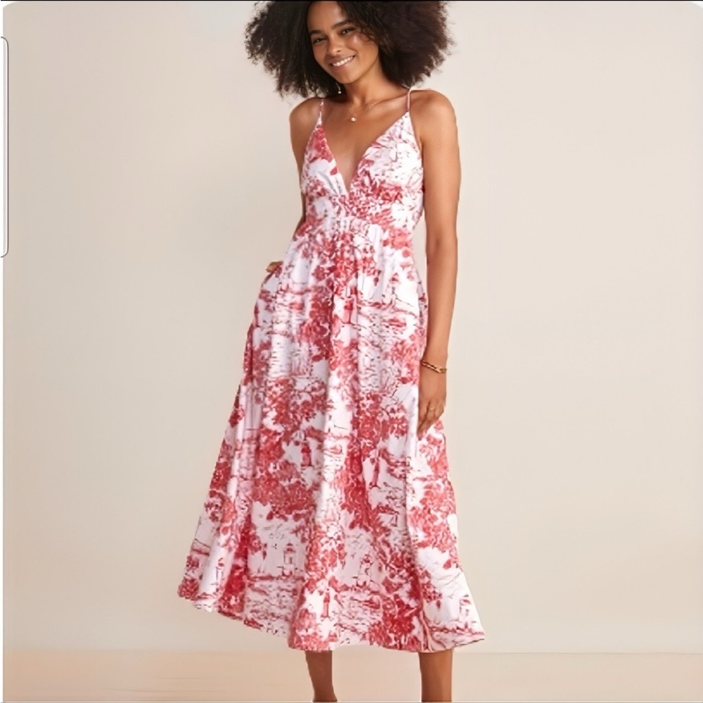 Vineyard Vines Red and White Midi Dress